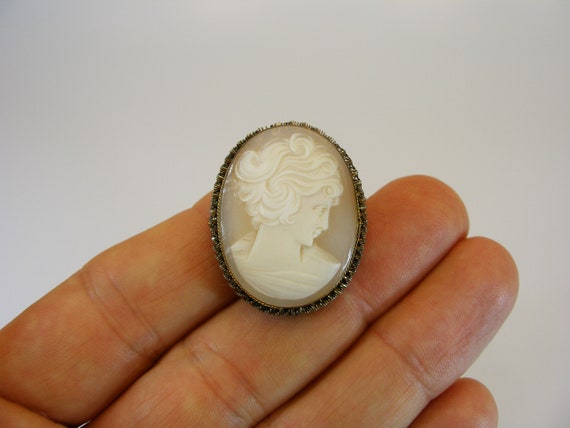Lovely Vintage Shell Cameo, Carved Brooch Pin Pen… - image 7
