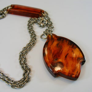 Vintage Bakelite Pendant With Silver Chain, Carved, Silver Tone Long Necklace, Fabulous Bakelite Flower Necklace
