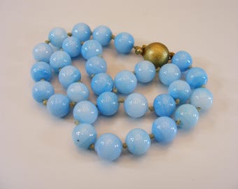 Collier en verre de Murano signé VOQUE, perle italienne vintage