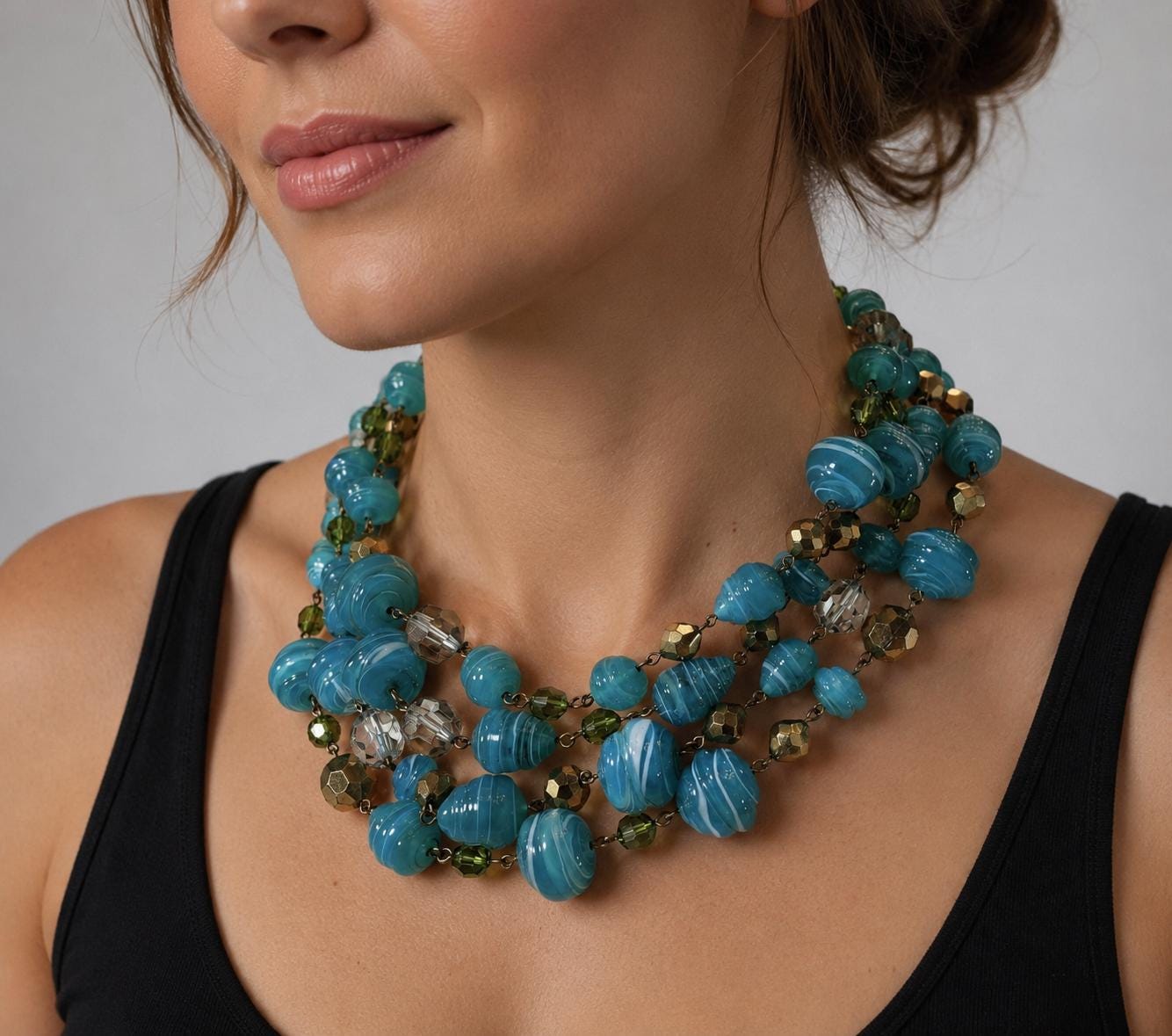 Otto Muller for Christian Dior, Signed 59, Blue Green Four Row