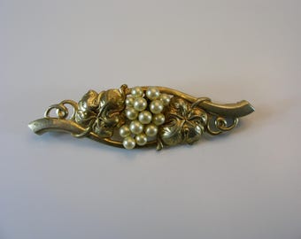 Jugendstil Messing Brosche Faux Perle Trauben, Antique Victorian - Anfang 1910 -Brosche Kleid Schmuck