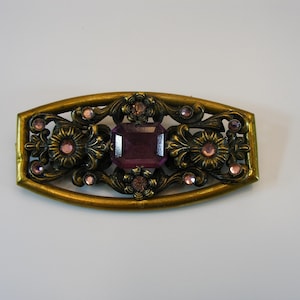 Signed MAX NEIGER Brooch Art Deco Czech Brass Filigree Brooch Vintage Floral Brooch Dress Jewelry