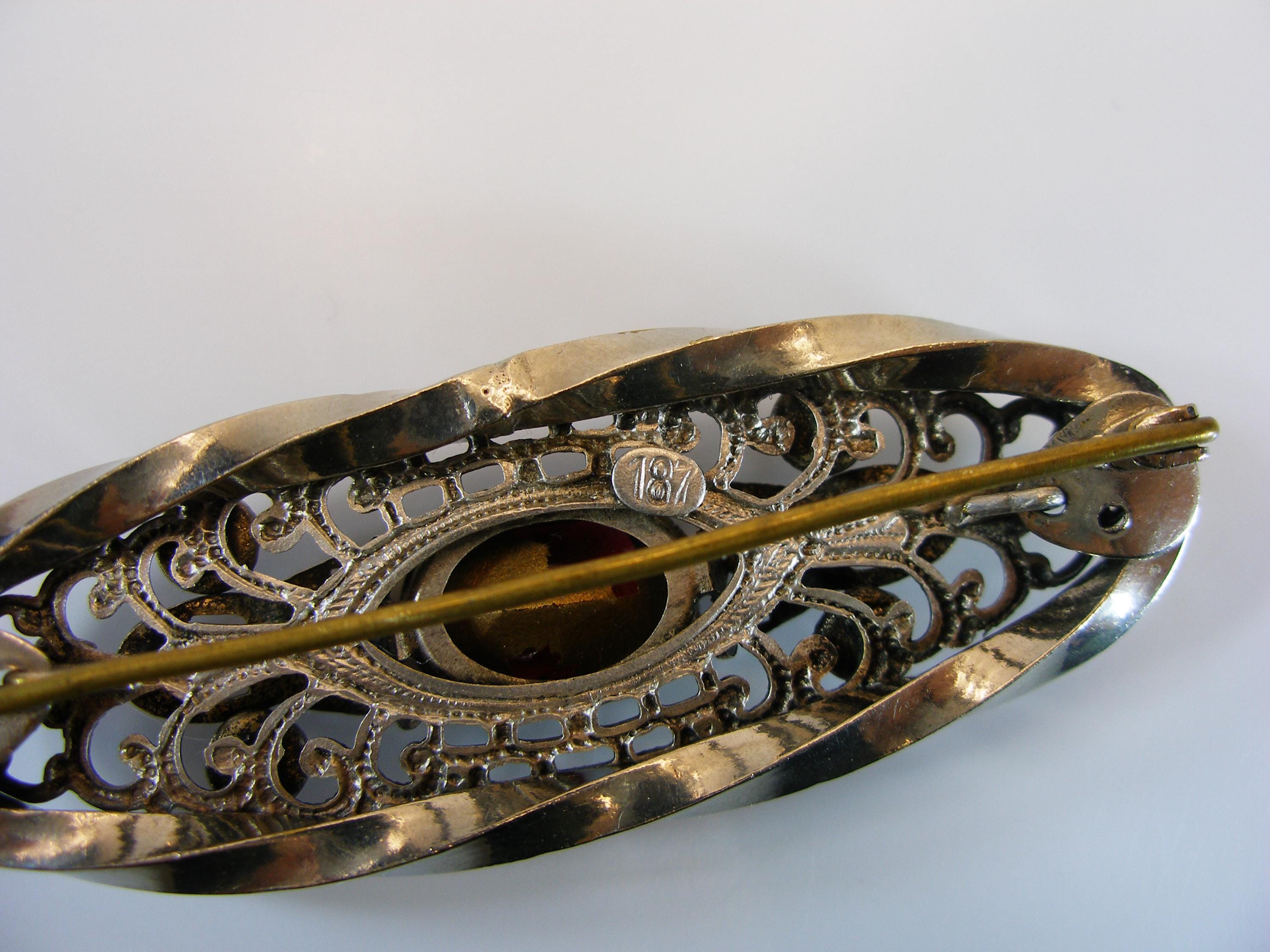 Neiger Brothers社 チェコ製 1920年代 北京ガラス ブローチ NEIGER Czechoslovakia Glass Cabochon, 1920-1930's Rectangular