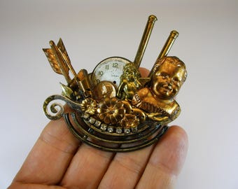 Large Steampunk Brooch, Steampunk Jewelry, Steampunk Fashion, Handmade Jewelry, Industrial Jewelry Unisex Grunge Brooch, Steam Punk Fashion