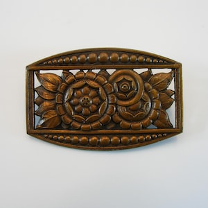 Antique Hair Barrette Pair Brass Metal Victorian Flower Motif Hair Accessory