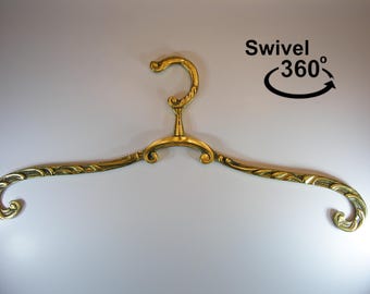 Swivel wedding dress hangers, antique brass bridal hanger, vintage hanger, brass coat hanger, brass clothes hangers, wedding,