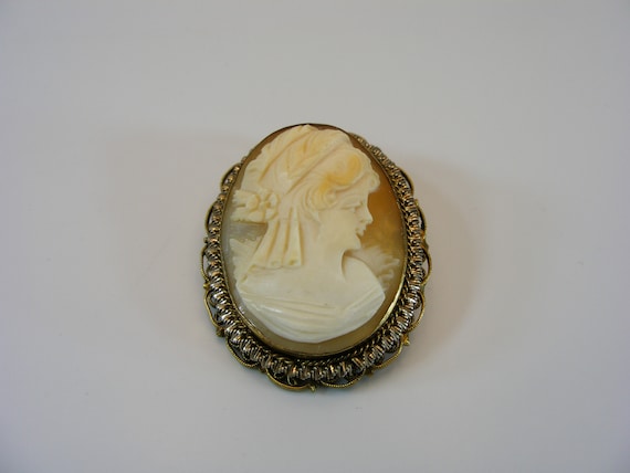 Carved Brooch Pin Pendant, Carved Shell Cameo Pen… - image 4