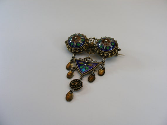 1900‘s Norwegian cloisonné enamel Sterling silver… - image 4