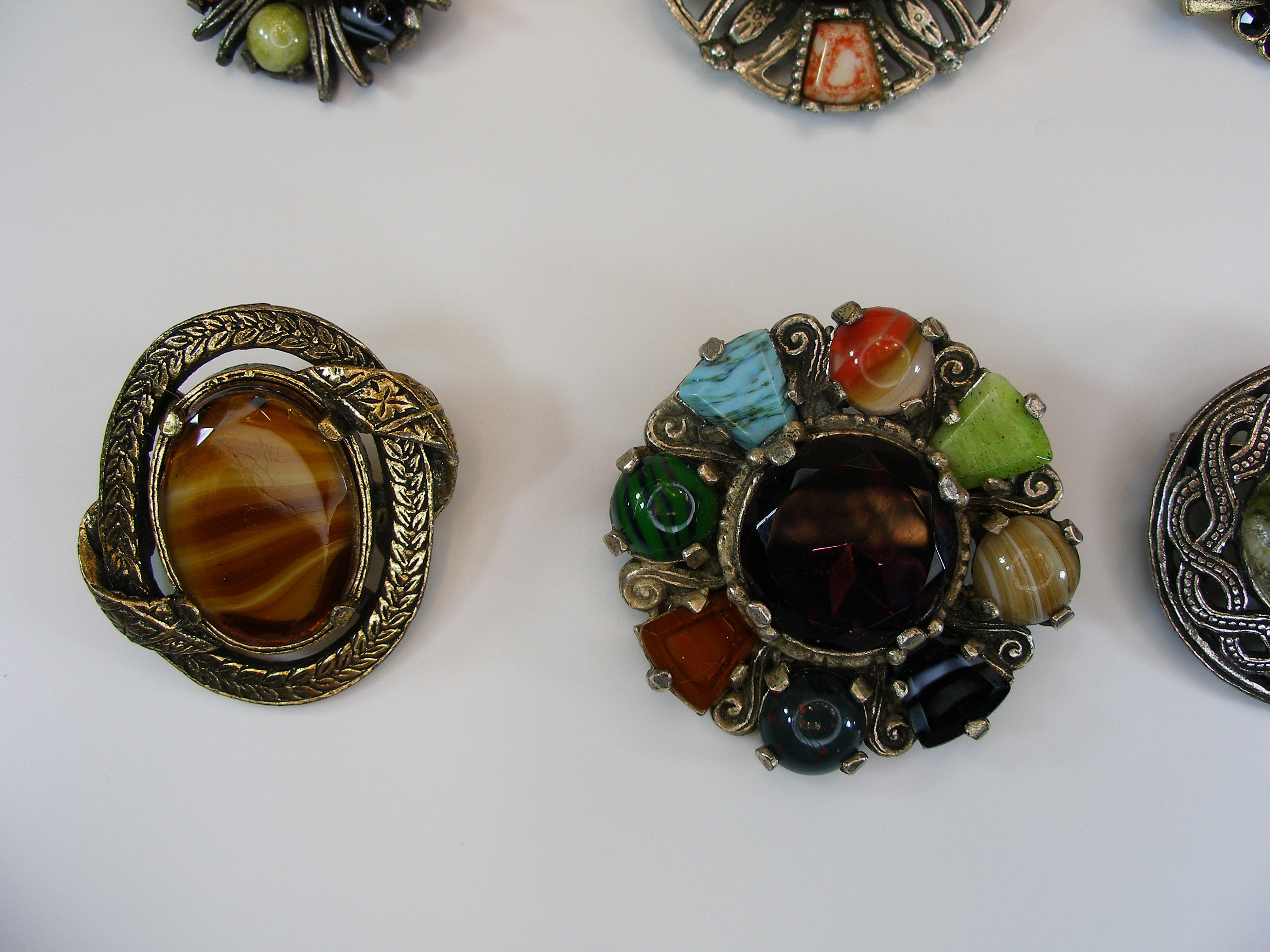 Vintage Miracle Brooch Celtic Multi Stone Pin Signed Brooch