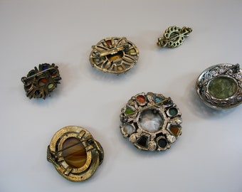 Vintage Miracle Brooch Celtic Multi Stone Pin Signed Brooch