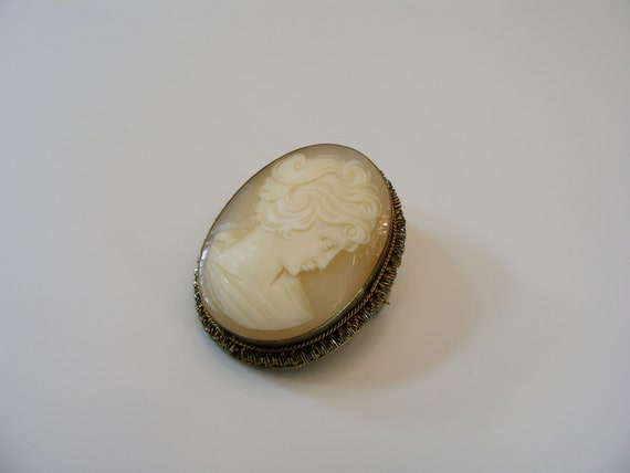 Lovely Vintage Shell Cameo, Carved Brooch Pin Pen… - image 3