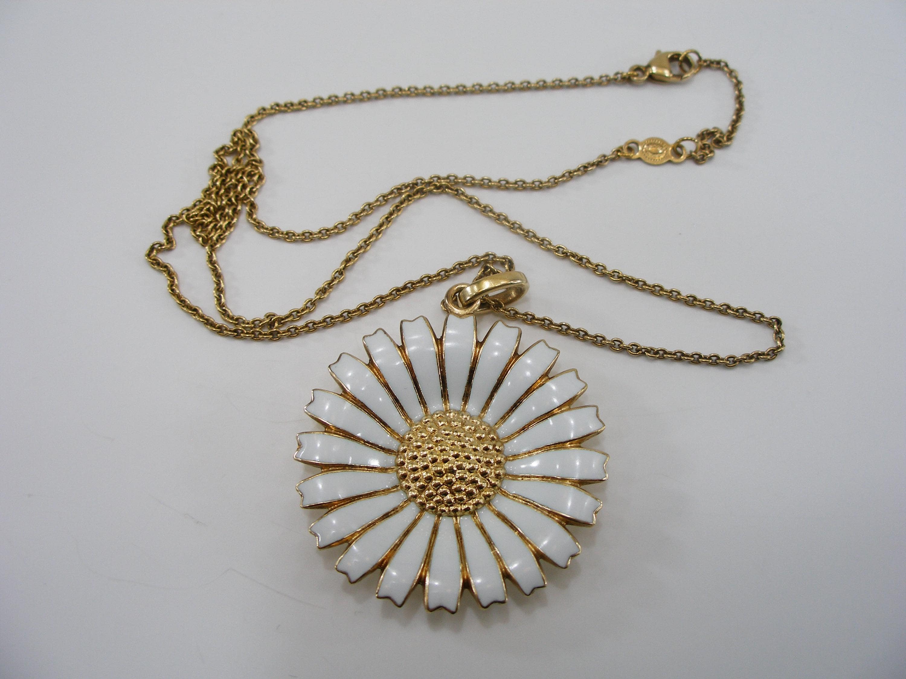 33mm GEORG JENSEN Daisy Pendant Sterling Silver 925 and White 