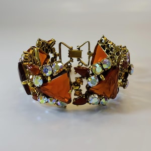 Selro Selini vintage bruine armband met juweel met Aurora Borealis-kristallen Cadeau voor haar Vintage armband Statement Massive