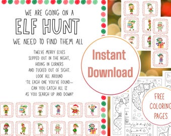 Christmas Elf Scavenger Hunt Printable, Kids Holiday Game (Instant Download)