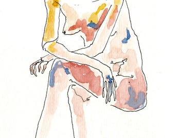 Lady Waiting- Postcard