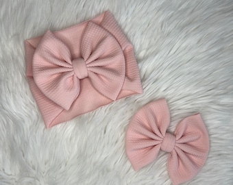 Blush Pink Bow, Headwraps, Bow on Nylon, Clips, Piggies, Messy Bow, Topknot, Double Stacked, Shredded, Texas Size