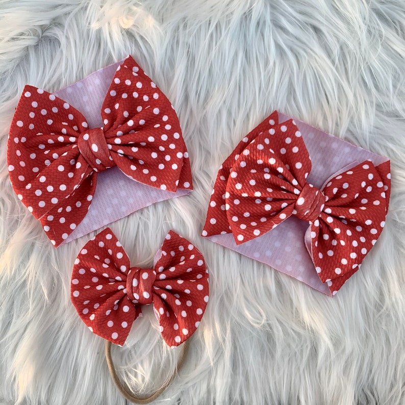 Red Polka Dots Head Wrap and Nylon Bow
