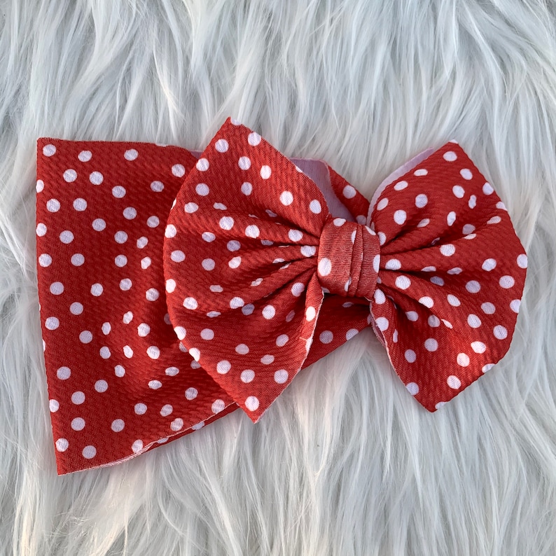 Red Polka Dots Head Wrap and Nylon Bow