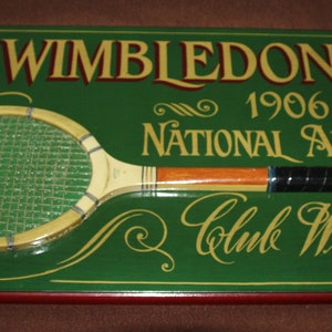 Großes Tennisschild Wimbledon Antike Tenniskunst Tennis-Wanddekoration Tennisclub Tennisschläger Tennisschläger Tennisgeschenk Tennis-Dekor Wandkunst