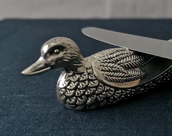 Silver plate duck knife rests Romantic Decor knife holders Duck decor Table cutlery Dining Holiday table Spoon rests Fork Christmas table