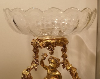 Centro de mesa de cristal, jarrón con ángel dorado, jarrón con pie, jarrón con pedestal, cuenco, regalo de boda, decoración de lujo
