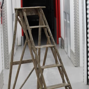 Large Foldable ladder Wood rack Wooden step ladder shelf Library stairs Library ladder Stepladder Carved stairs Step stool furniture Office