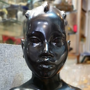 Black ceramic African Woman Bust Statue Blackamoor figure African American lady Bust African American Figurine African Art Sculpture Female