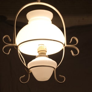 White opaline shade pendant light Ceiling light White chandelier lighting Entryway light Farmhouse French Countryhouse Kitchen Bathroom