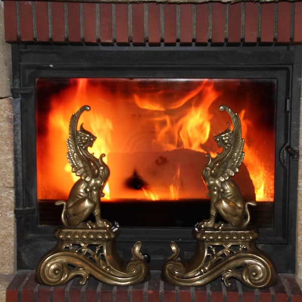 Fireplace Andirons Etsy