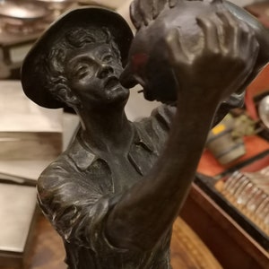 Antique French bronze statue Man Bronze sculpture SIGNED H Fugere Art Collectible Bronze home decor Bronze anniversary Bronze gift ideas