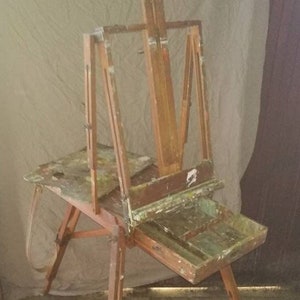 Wood Floor Artist easel Paint palette Vintage art easel stand Country Easel Painting easel Drawing Molbert Portable easel Nature Plein air
