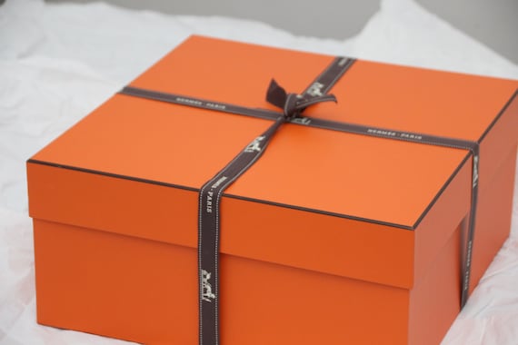 Hermes Authentic Orange Gift Box 15x9x2.5 Shopping Bag 17×11×4 & Ribbon
