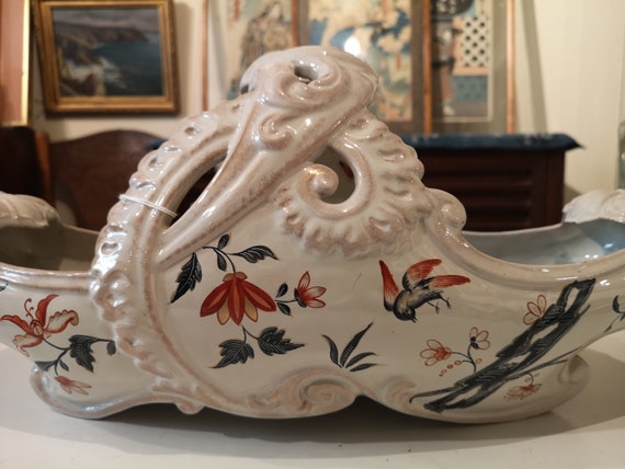 Ceramic Centerpiece Vase Galle Planter Flower Bowl Hand-Painted Floral decor Indoor Gardening