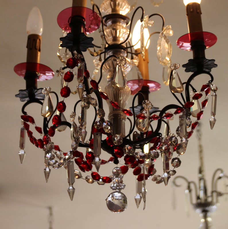 Red Chandelier Crystal Bathroom Lighting