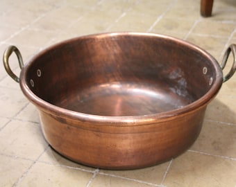 Jam pan Vintage Jam Pot Jam jar flower pot Jam cooking pot Rustic decor Copper planter Large copper cauldron French farmhouse Countryhouse