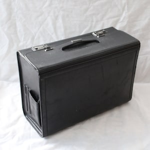 Lancel Attachékoffer Vintage zwart lederen Aktetas Pilotenkoffer Dokterstas Zwarte koffer voor heren Retro bagage Documentenopslag Laptoptas