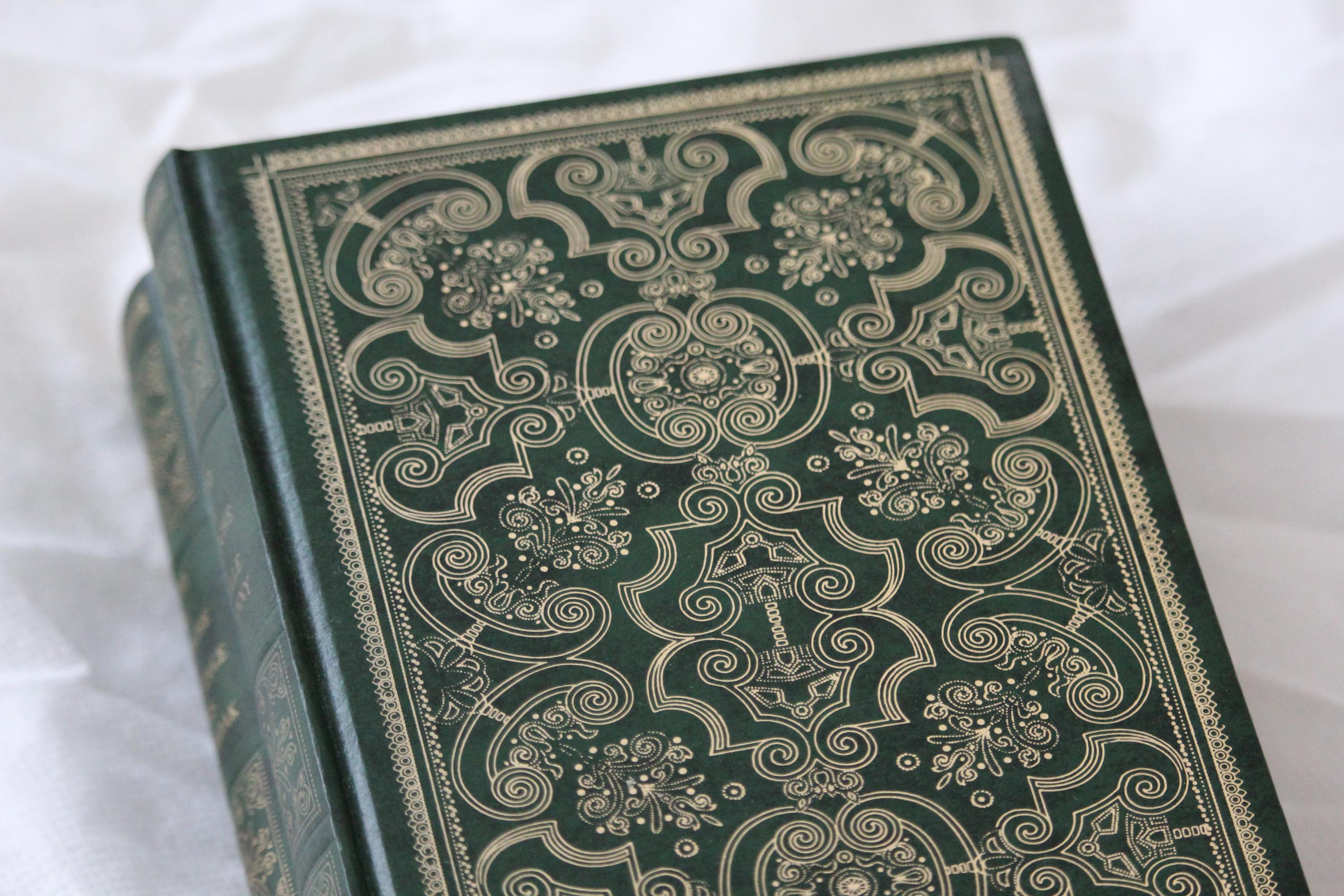 Gold Green Antique French Book Vintage Decorative Hardcover Shabby 