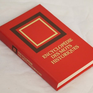 Encyclopedia Of Historical Words Red Gold decorative book French book Hardcover Small book Shabby chic French Vintage book Library