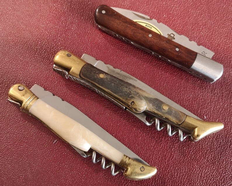 French vintage folding knife Laguiole Pocket knife corkscrew Etsy