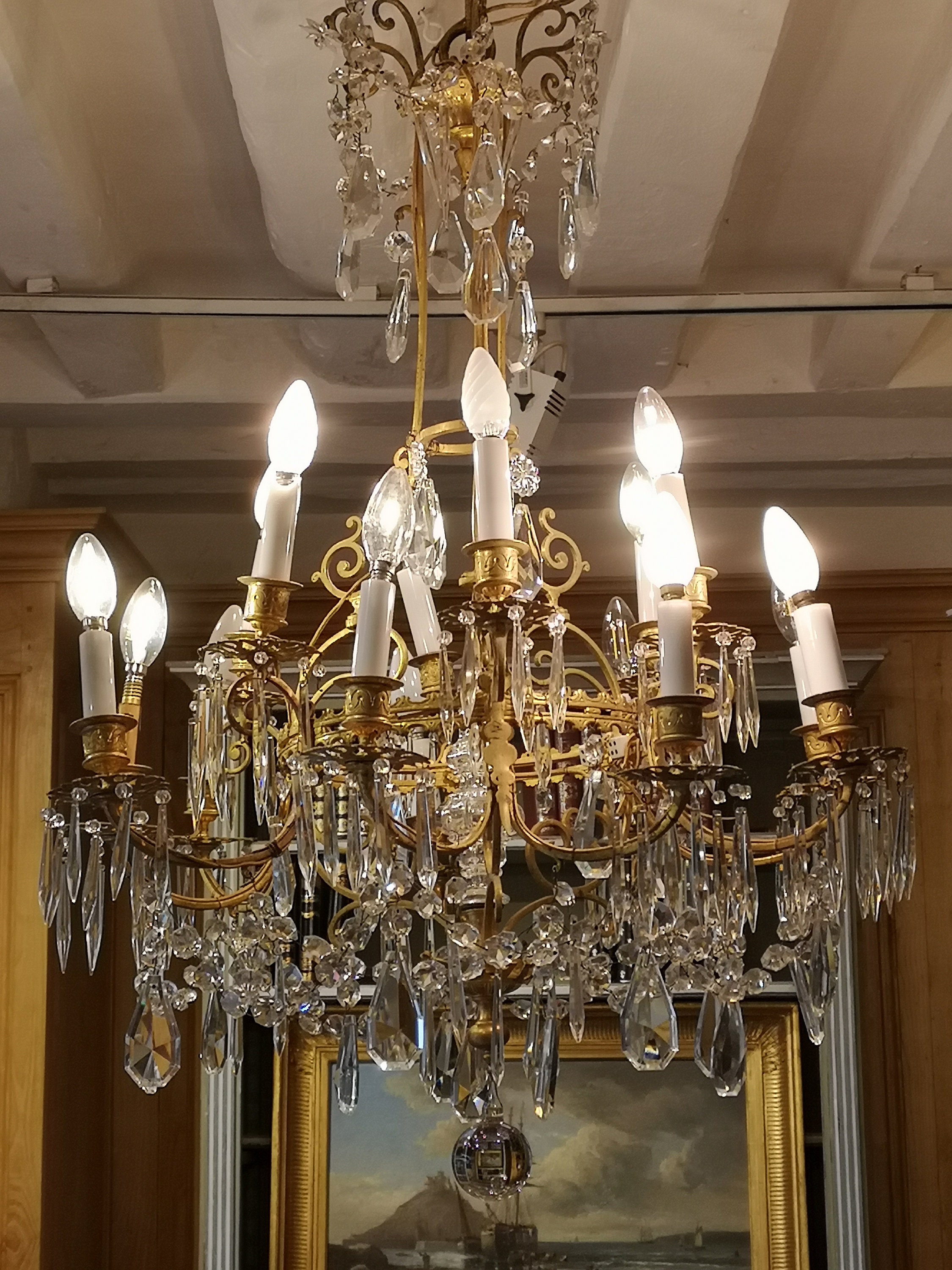 Grand Lustre en Cristal Allumant Bronze Salon Clair Lustre de Chambre à Coucher Lumière Entrée Franç