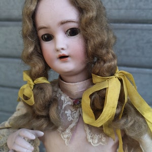 LAMBERT BOURGEOIS antik docka Musikdosa Mekanisk automat Viktoriansk dam Bisque Musikfläktleksak bild 1
