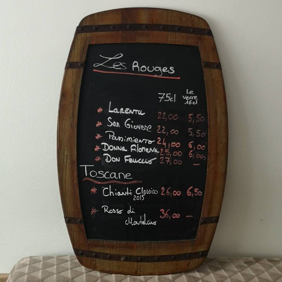 Français Restaurant Menu de Vin Signe Décor en Bois Baril Français Bistro Tableau Noir Bistrot Brass