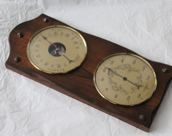 Vintage French Barometer Thermometer, Gold Wall Decor