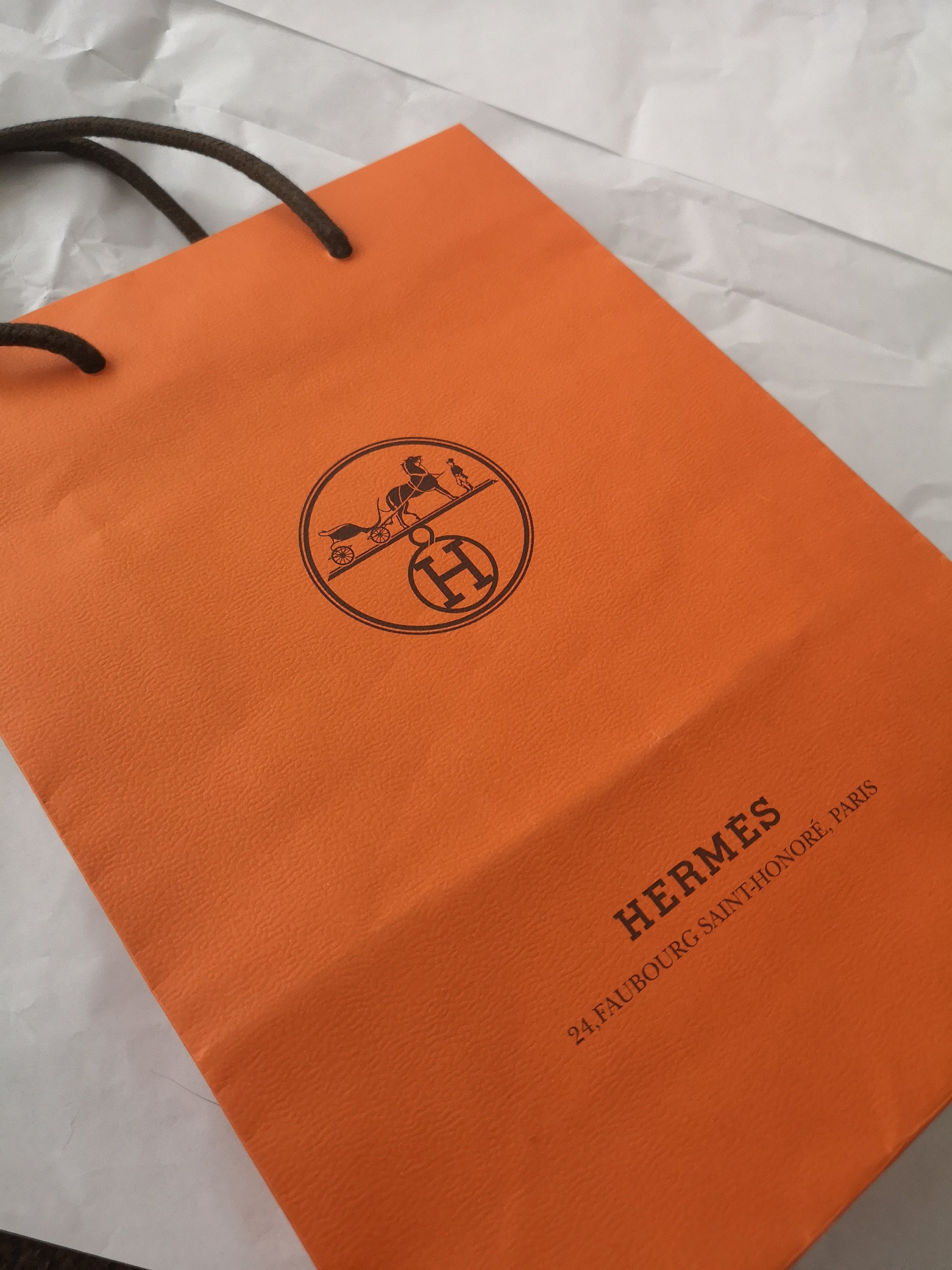 Hermes Shopping Bag Orange Bag Charm New w/ Box