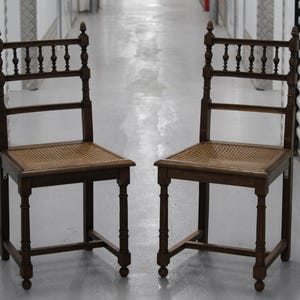 Wood side chairs Set of 2 Cane seat chairs Rattan chair French style Carved wood chair Wood dining chairs Living room French style furniture