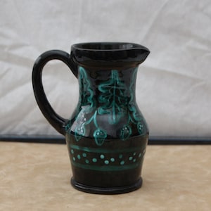 DUBOUL SANT VICENS Oak leaf decor Acorn Turquoise blue pitcher jug Water pitcher Ceramic vase Art ceramic Pottery Flower vase kitchen decor