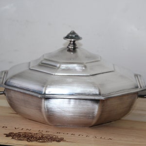 Serving dish with lid Centerpiece bowl Tureen Vegetable dish Christofle silver plated Art deco Lidded dish Wedding centerpiece Holiday table