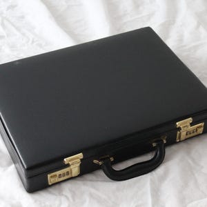 Vintage zwart leren aktetas Zwarte koffer voor heren Retro bagage Retro decor Documentenopslag Attachecase Prop decor Computertas