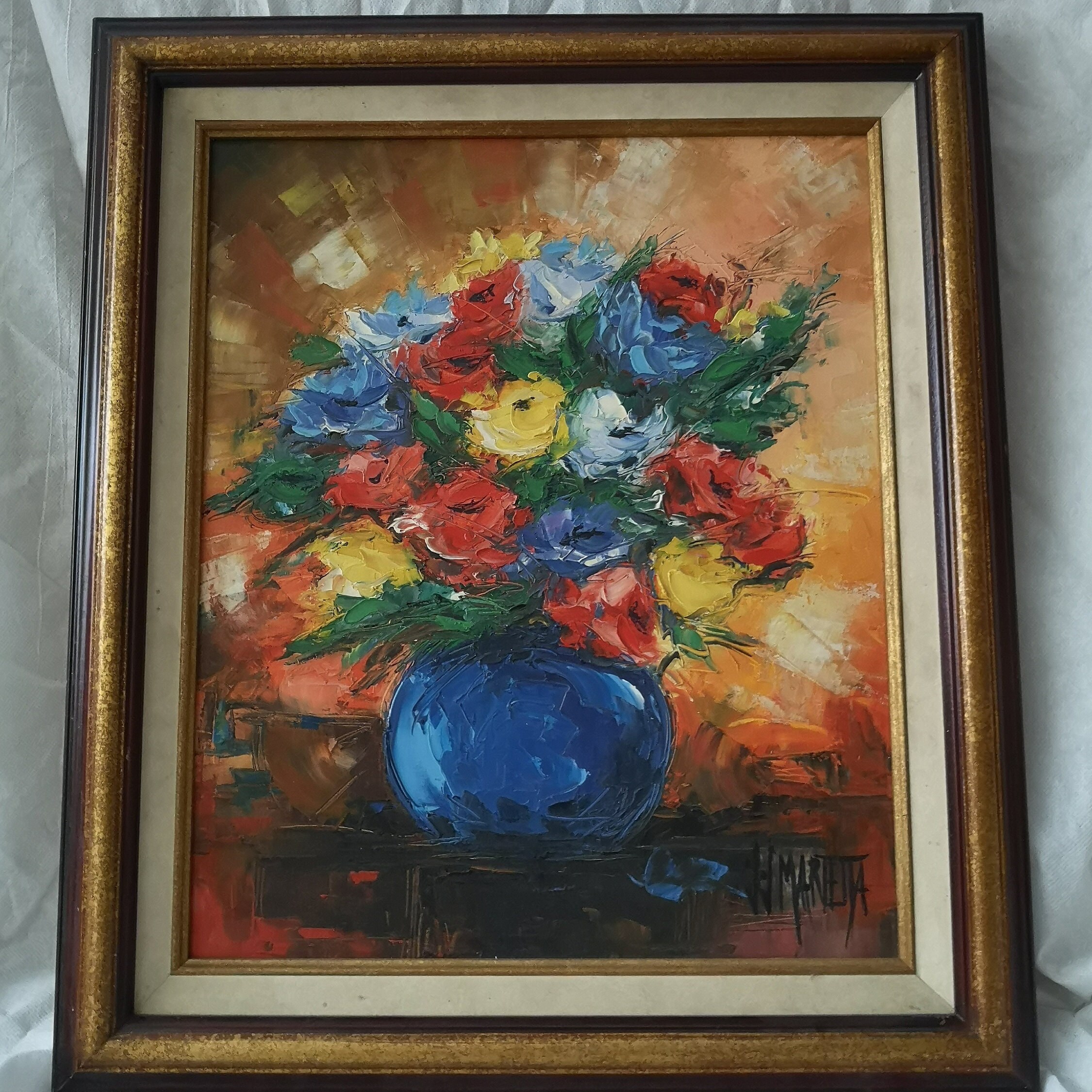 HERMES - Peinture Huile Sur Toile Signée - Bouquet De Fleurs Dans Un Vase - Style Impressionniste/réaliste Début XXe - Encadré