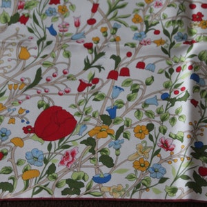 Summer Flowers Silk Scarf SIGNED Made in France Yellow flowers Green Red flowers Blue Floral decor Romantic gift Mothers day gift for her
